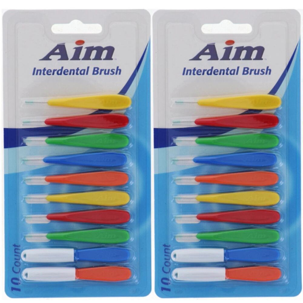 Aim Interdental Brush 10ct Lot of 2 Packs Plaque Remover Teeth Gum Care